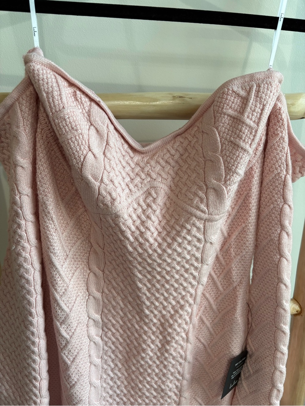 NWT Lulu's Soft Blush Pink Cable-Knit Sweater Dress - Picture 7 of 7
